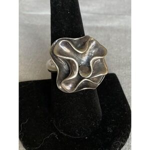 Vintage Silpada Sterling Silver Blooming Flower Ruffle Ring Size 8 Modernist